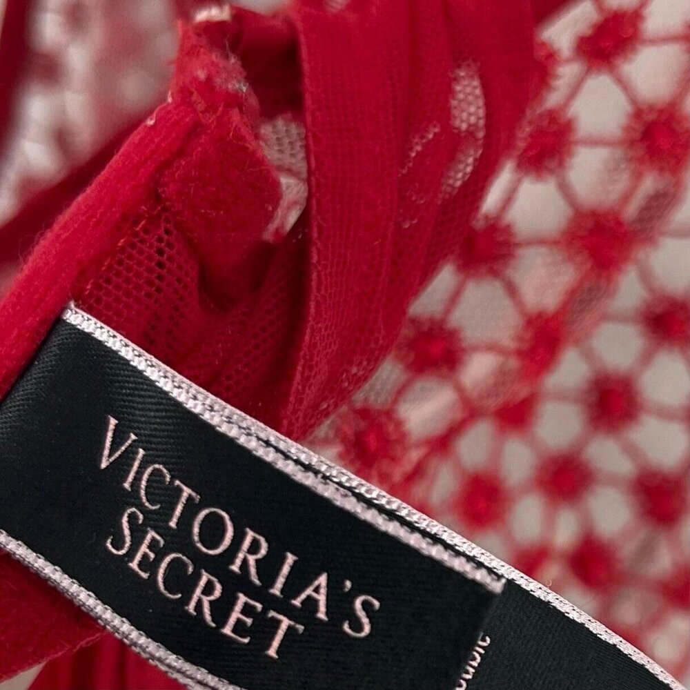 Victoria’s Secret Bra Womens 34B Red Luxe Starburst Unlined Plunge Strappy Back - Picture 5 of 7